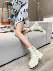 PRADA 25S SNOW BOOTS  IN WHITE CALFSKIN