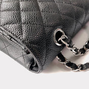 FLAP BAG 25 IN BLACK CAVIAR LEATHER SILVER HARDWARE