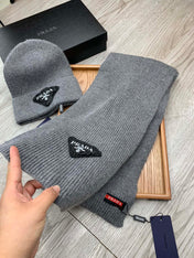 SET SCARF AND HAT IN MOUSE GRAY WOOL AND RABBIT FUR 386078