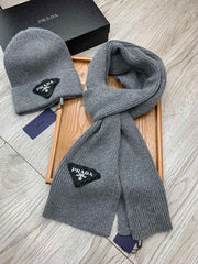 SET SCARF AND HAT IN MOUSE GRAY WOOL AND RABBIT FUR 386078