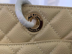 CHANEL 25S MEDALLION TOTE 33 CM IN BEIGE CAVIAR WITH GOLD HARDWARE