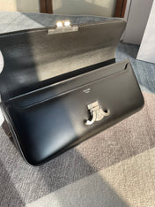 CHAIN SHOULDER BAG CLAUDE 33 IN BLACK CALFSKIN SILVER HARDWARE