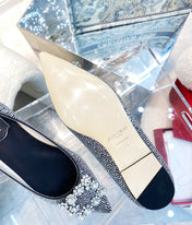 EFFLORESCENCE BALLERINAS IN BLACK CALFSKIN WITH FULLY EMBELLISHED CRYSTALS