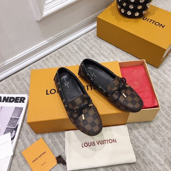 LV WOMEN'S DRIVER MOCCASIN IN EBENE DAMIER  MONOGRAM CALFSKIN