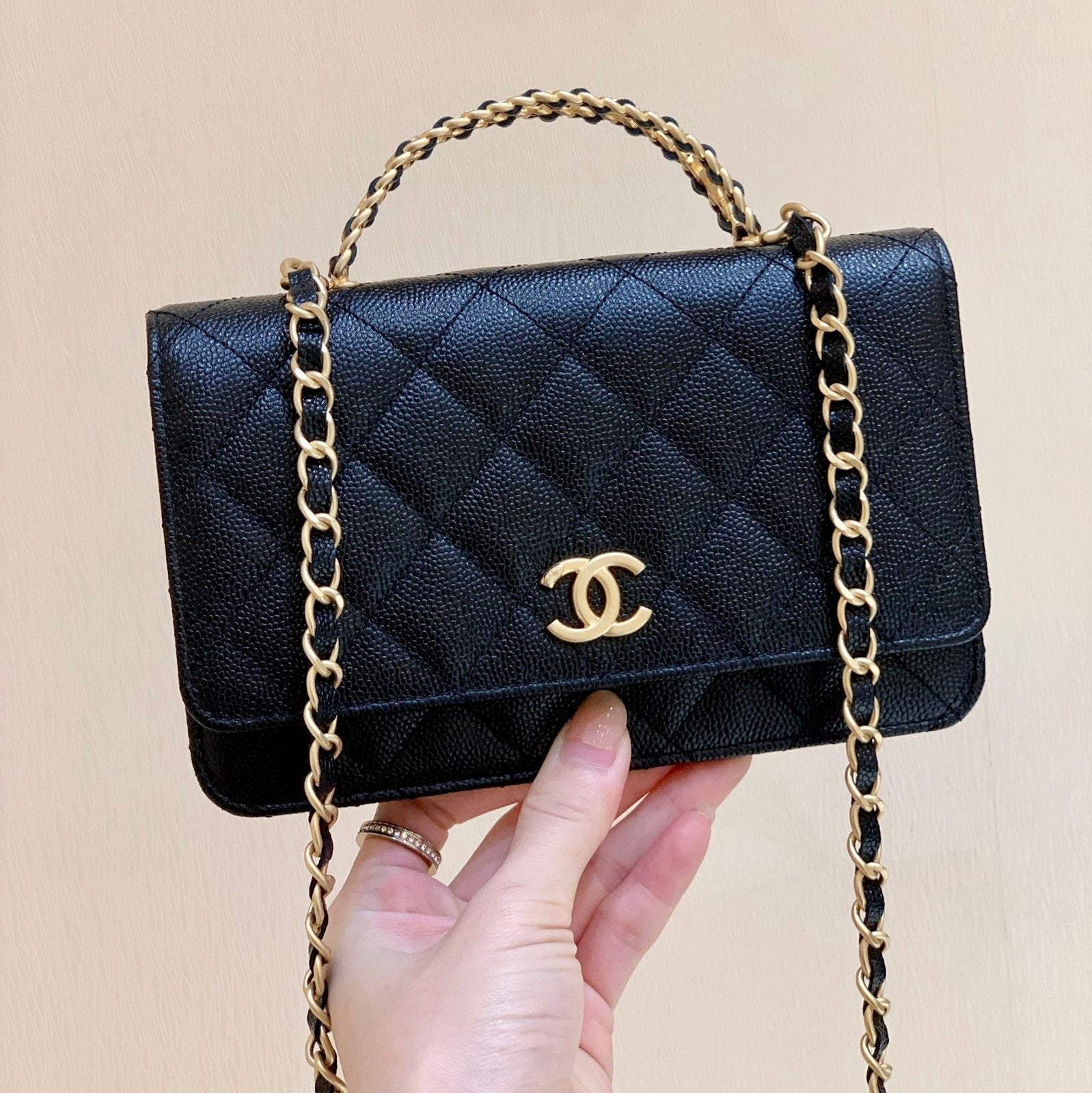 CHANEL 25S BLACK BAG IN 19 CAVIAR LEATHER