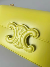 20 CHAIN EMBOSSED ARMPIT BAG CHARTREUSE YELLOW CALFSKIN