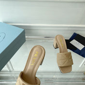 PRA QUILTED NAPPA HEELED SANDALS BEIGE LAMBSKIN