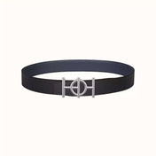 ULYSSE BELT BUCKLE & REVERSIBLE NAVY BLUE LEATHER STRAP 38MM SILVER HARDWARE