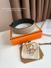 ULYSSE BELT BUCKLE & REVERSIBLE KHAKI BROWN LEATHER STRAP 38MM GOLD HARDWARE