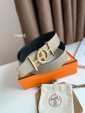 ULYSSE BELT BUCKLE & REVERSIBLE KHAKI BROWN LEATHER STRAP 38MM GOLD HARDWARE