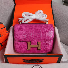 HM CONSTANCE 23 BARBIE PINK ALLIGATOR SILVER HARDWARE (MADE-TO-ODER)
