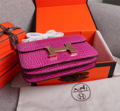 HM CONSTANCE 23 BARBIE PINK ALLIGATOR SILVER HARDWARE (MADE-TO-ODER)