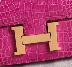 HM CONSTANCE 23 BARBIE PINK ALLIGATOR SILVER HARDWARE (MADE-TO-ODER)