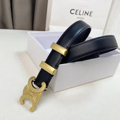 Medium Triomphe Belt 25mm Black Calfskin Gold Loop Ghw
