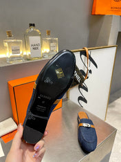 0Z MULE TAWNY AND DENIM CALFSKIN