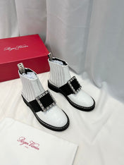 VIV' RANGERS CHELSEA BOOTIES IN WHITE CALFSKIN CRYSTAL BUCKLE