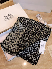 KNIT CASHMERE SCARF BLACK MIX WHITE 619589