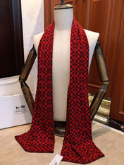 KNIT CASHMERE SCARF GARNET RED MIX BLACK 619590