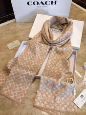 KNIT CASHMERE SCARF CAMEL BROWN MIX WHITE  619591
