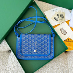 PLUMET POCKET WALLET 20 IN SAPPHIRE BLUE GOYARDINE CANVAS AND LAMBSKIN TRIM