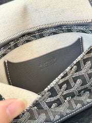 PLUMET POCKET WALLET 20 IN GREY BLACK GOYARDINE CANVAS AND LAMBSKIN TRIM