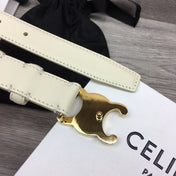 CL MEDIUM 25 MM TRIOMPHE BELT IN WHITE LEATHER GOLD HARDWARE