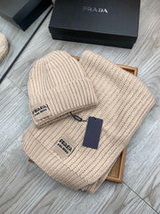 SET SCARF AND HAT IN SAND BROWN WOOL AND RABBIT FUR 388990