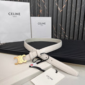 CL TRIOMPHE 25 MM BELT IN WHITE CALFSKIN GOLD HARDWARE