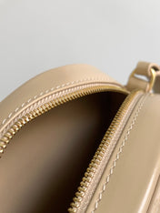 SMOOTH CALFSKIN 16 OVAL BEIGE CREAM BAG