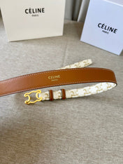 CL logo Cut-out Belt 25mm White Tan Triomphe Canvas Ghw