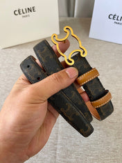 CL logo Cut-out Belt 25mm Black Tan Triomphe Canvas Ghw