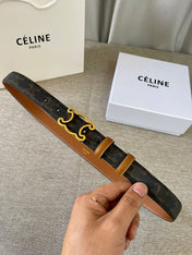 CL logo Cut-out Belt 25mm Black Tan Triomphe Canvas Ghw