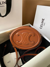 SMOOTH CALFSKIN 20 OVAL CINNAMON BROWN BAG