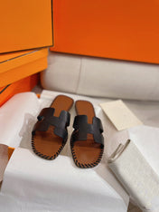 0RAN SANDAL Braided Calfskin BLACK