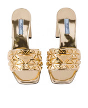 PRA EMBROIDERED SANDALS 65 METALLIC GOLD CALFSKIN