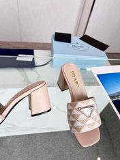 PRA EMBROIDERED SLIDES 65 BEIGE FABRIC