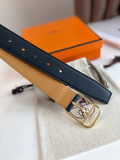 HM ROMAIN 35MM BELT BLACK LEATHER GOLD HARDWARE