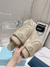 PRA SOFT PADDED NAPPA SHEARLING MULES BEIGE LAMBSKIN