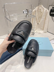 PRA SOFT PADDED NAPPA SHEARLING MULES BLACK LAMBSKIN