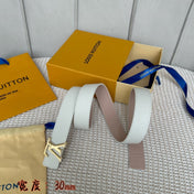 LV 30 MM BELTS IN WHITE AND PINK PASTEL CALFSKIN GOLD HARDWARE