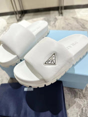PRA SHEARLING SLIDES WHITE LAMBSKIN