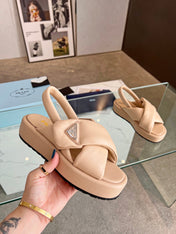 PRA PADDED NAPPA CRISSCROSS SANDALS TUSCAN LAMBSKIN