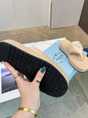 PRA SOFT PADDED NAPPA THONG WEDGE SANDALS TUSCAN LAMBSKIN