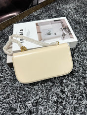 TRIPHOME 20 WHITE COWHIDE LEATHER CHAIN STRAP BAG