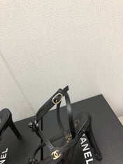 FLORAL HIGH HEEL SANDAL IN BLACK LAMBSKIN