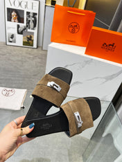 Giulia Sandal Brown Suede Black Calfskin