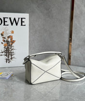 LOE MINI 18 PUZZLE BAG IN WHITE CALFSKIN