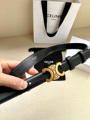 Medium Triomphe Belt 25mm Black Calfskin Gold Finishing