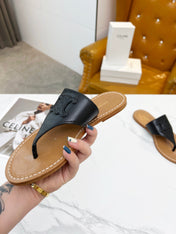 THONG MULE IN BLACK CALFSKIN