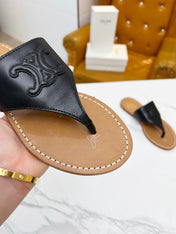 THONG MULE IN BLACK CALFSKIN